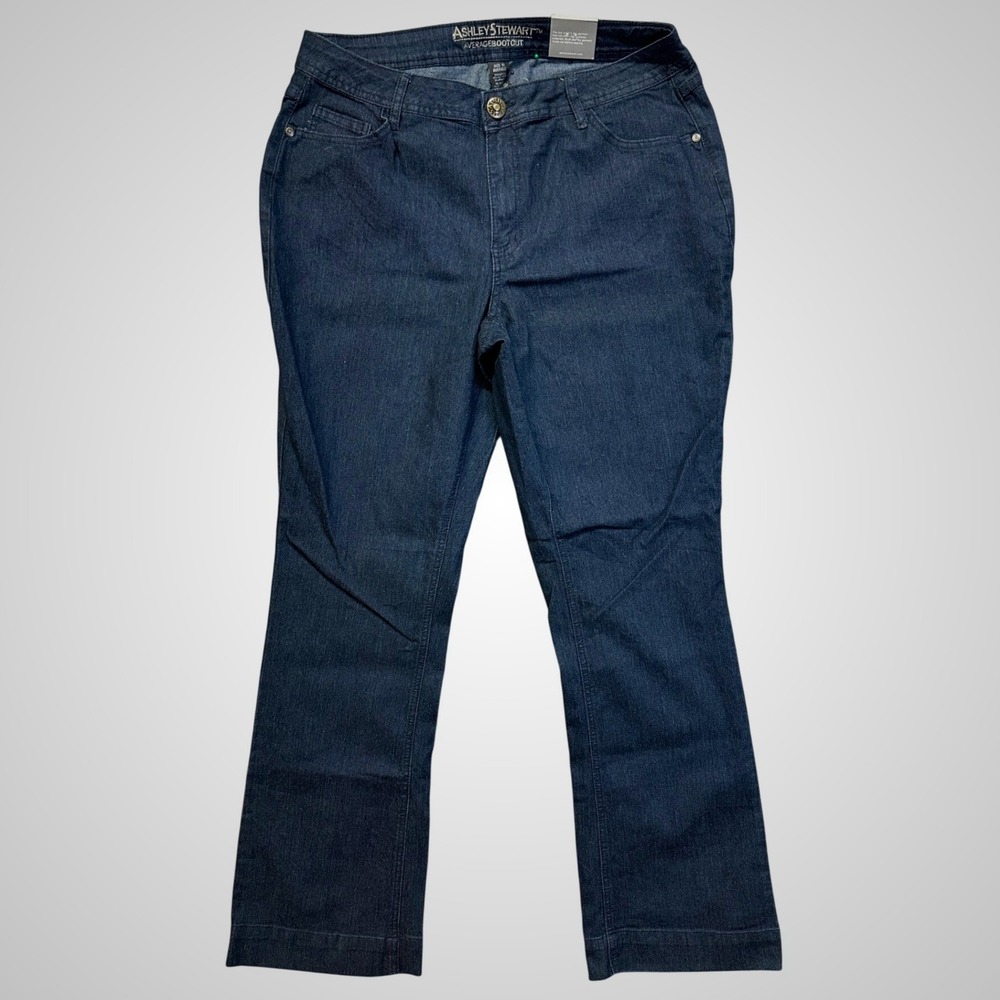 Ashley Stewart Bootcut Jeans Women Size 16 Indigo‎ New Dark Wash Stretch Denim